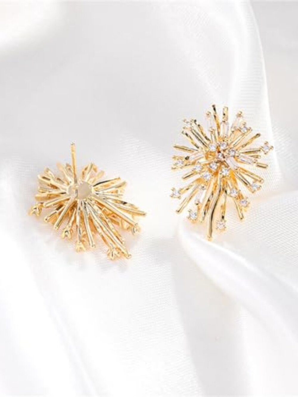 New - Gold Plated Firework‎ Stud Earrings Unique Statement Irregular Fireworks